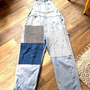 Vintage reworked denim overalls